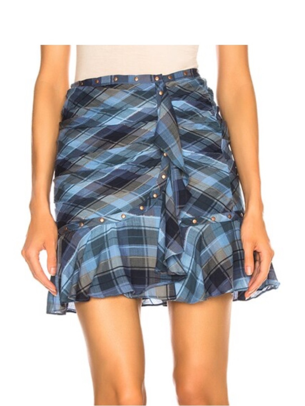 NEW Veronica Beard Parris Skirt Blue Copper Plaid Size 0